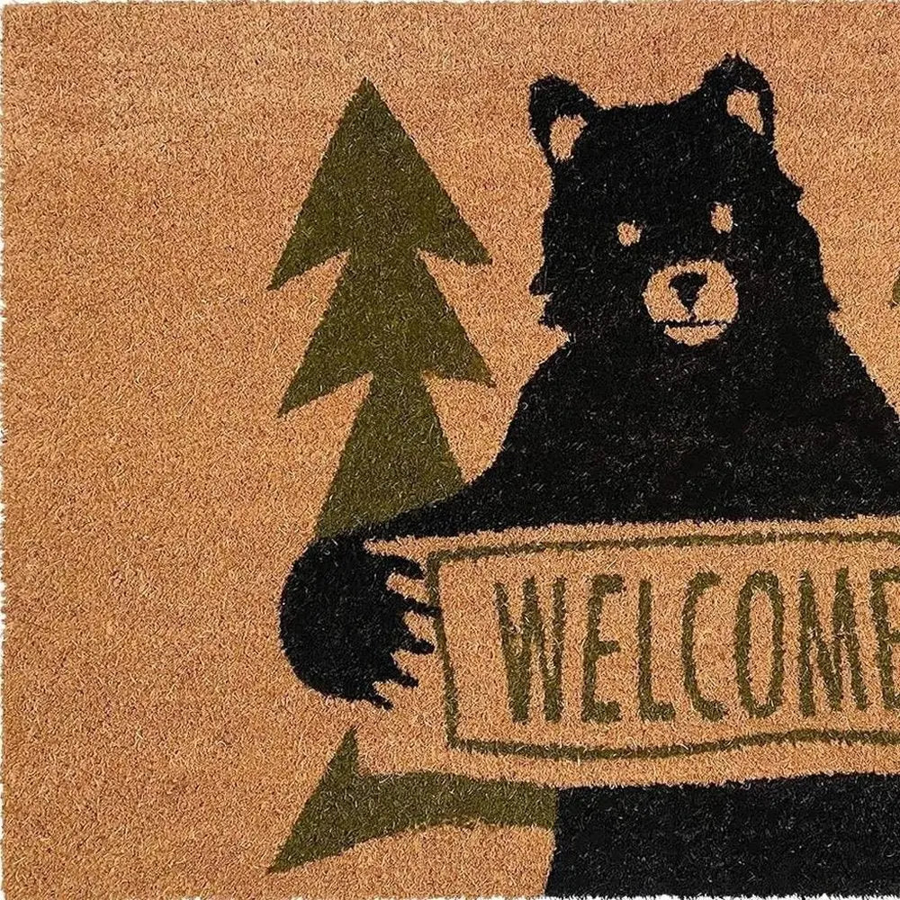 17" X 29" Natural And Black Coir Bear Outdoor Door Mat - NOBLE HOME INTERIORS