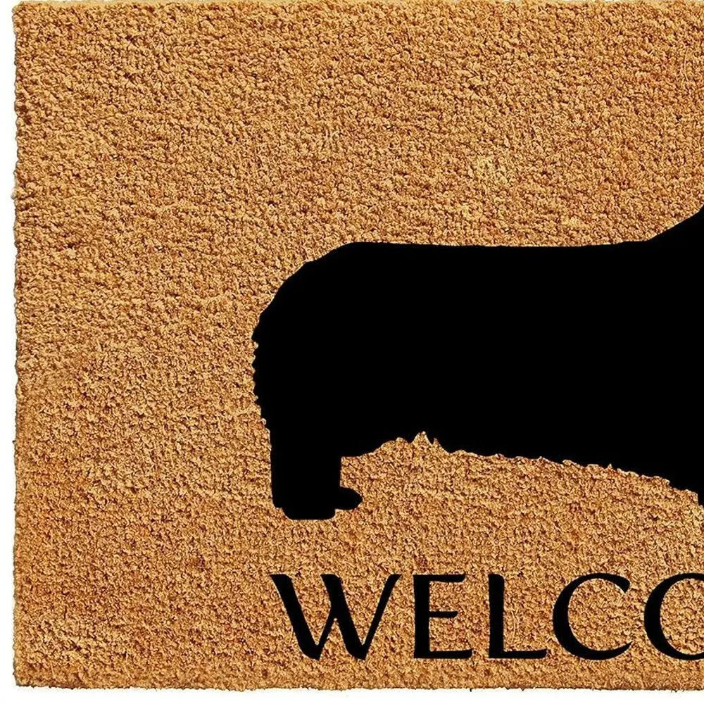 17" X 29" Natural and Black Coir Dachshund Welcome Outdoor Door Mat - NOBLE HOME INTERIORS