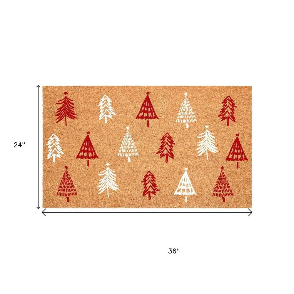 17" X 29" Natural and Black Coir Floral Welcome Outdoor Door Mat - NOBLE HOME INTERIORS