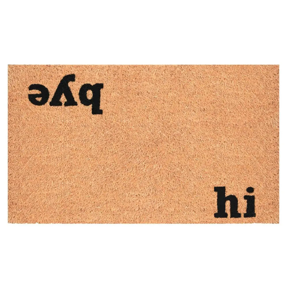17" X 29" Natural and Black Coir Hi Bye Outdoor Door Mat - NOBLE HOME INTERIORS
