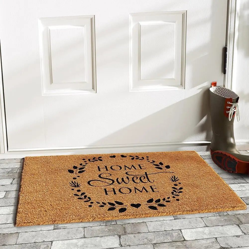 17" X 29" Natural and Black Coir Home Sweet Home Outdoor Door Mat - NOBLE HOME INTERIORS
