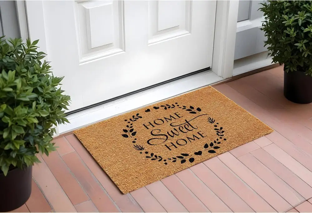 17" X 29" Natural and Black Coir Home Sweet Home Outdoor Door Mat - NOBLE HOME INTERIORS