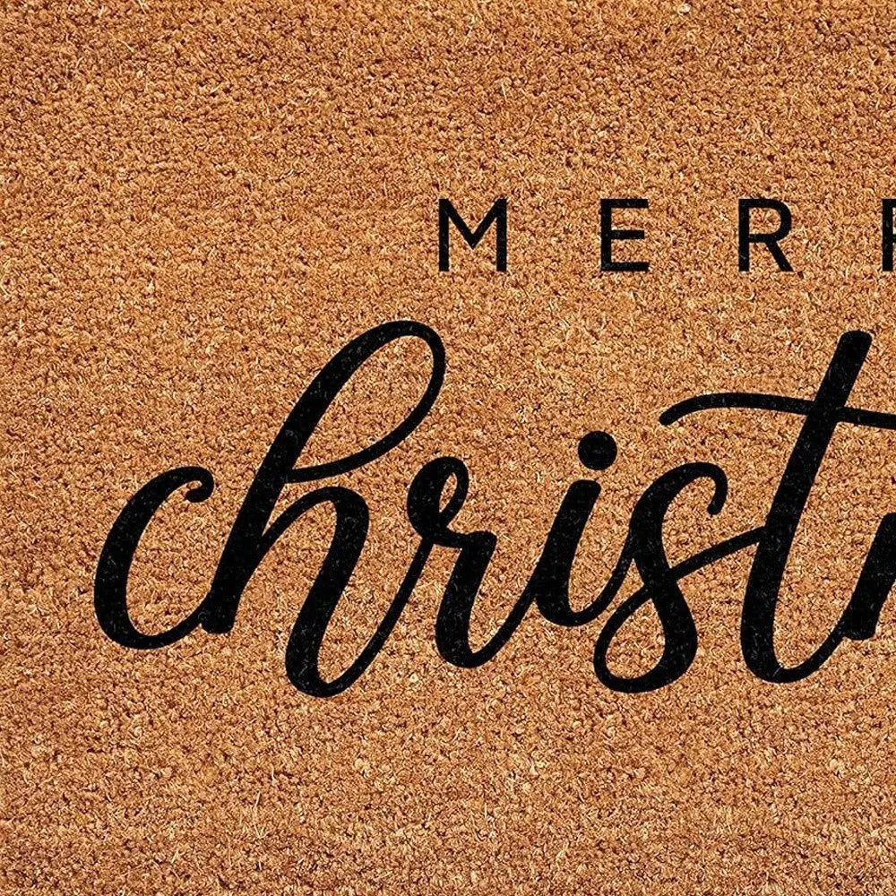 17" X 29" Natural and Black Coir Merry Christmas Outdoor Christmas Door Mat - NOBLE HOME INTERIORS