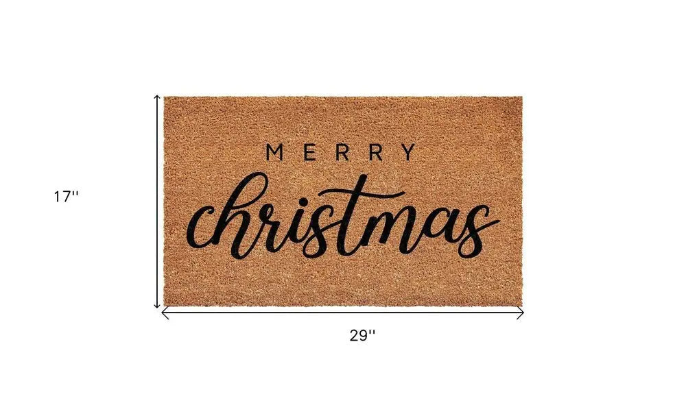 17" X 29" Natural and Black Coir Merry Christmas Outdoor Christmas Door Mat - NOBLE HOME INTERIORS