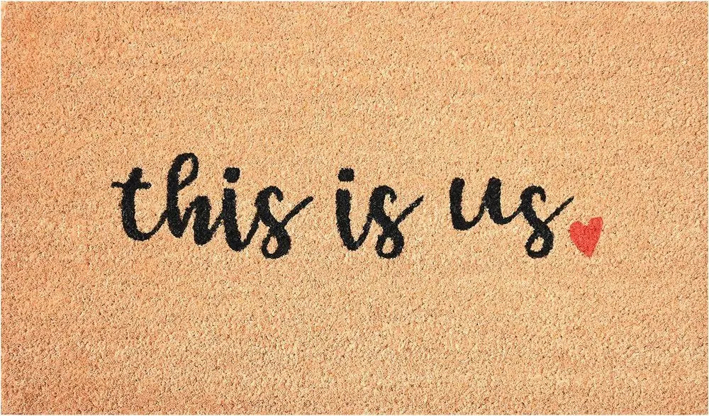 17" X 29" Natural and Black Coir This is Us Outdoor Door Mat - NOBLE HOME INTERIORS