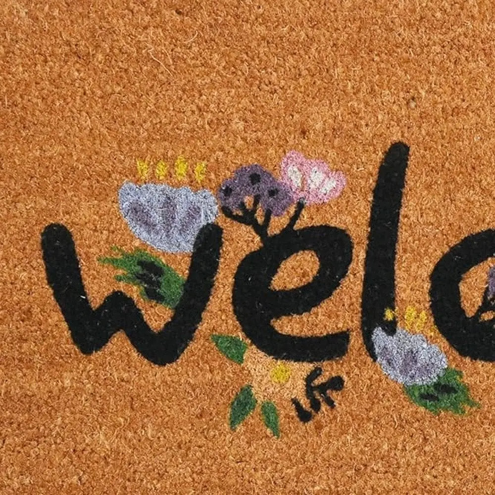 17" X 29" Natural and Black Coir Welcome Outdoor Door Mat - NOBLE HOME INTERIORS
