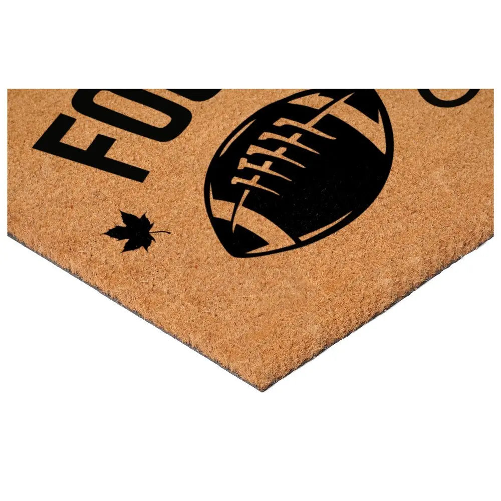 17" X 29" Natural And Black Football Fall Outdoor Coir Door Mat - NOVA HOME FURNITURE