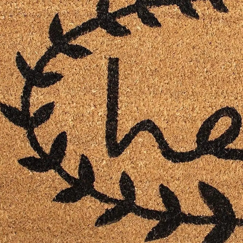 17" X 29" Natural And Black Hello Outdoor Coir Door Mat - NOBLE HOME INTERIORS