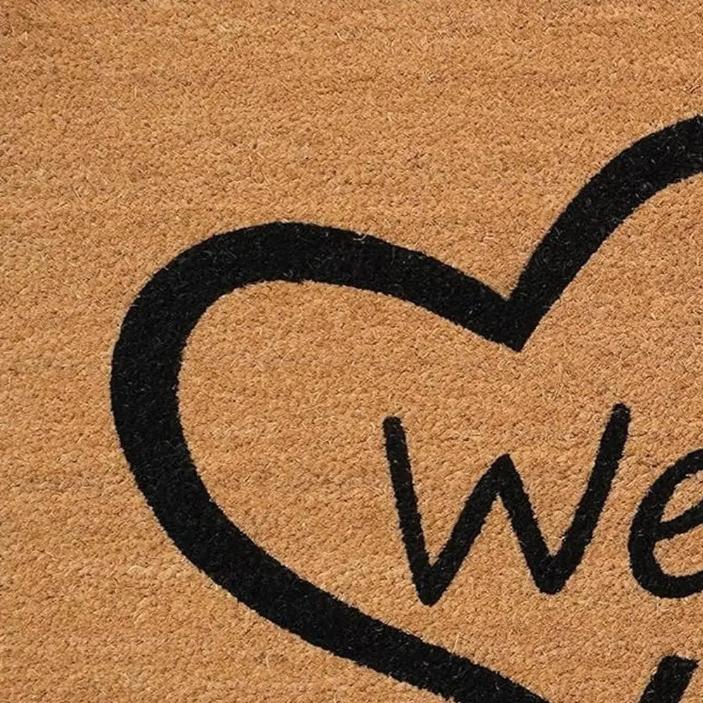 17" X 29" Natural And Black Pawprint Welcome Outdoor Coir Door Mat - NOBLE HOME INTERIORS