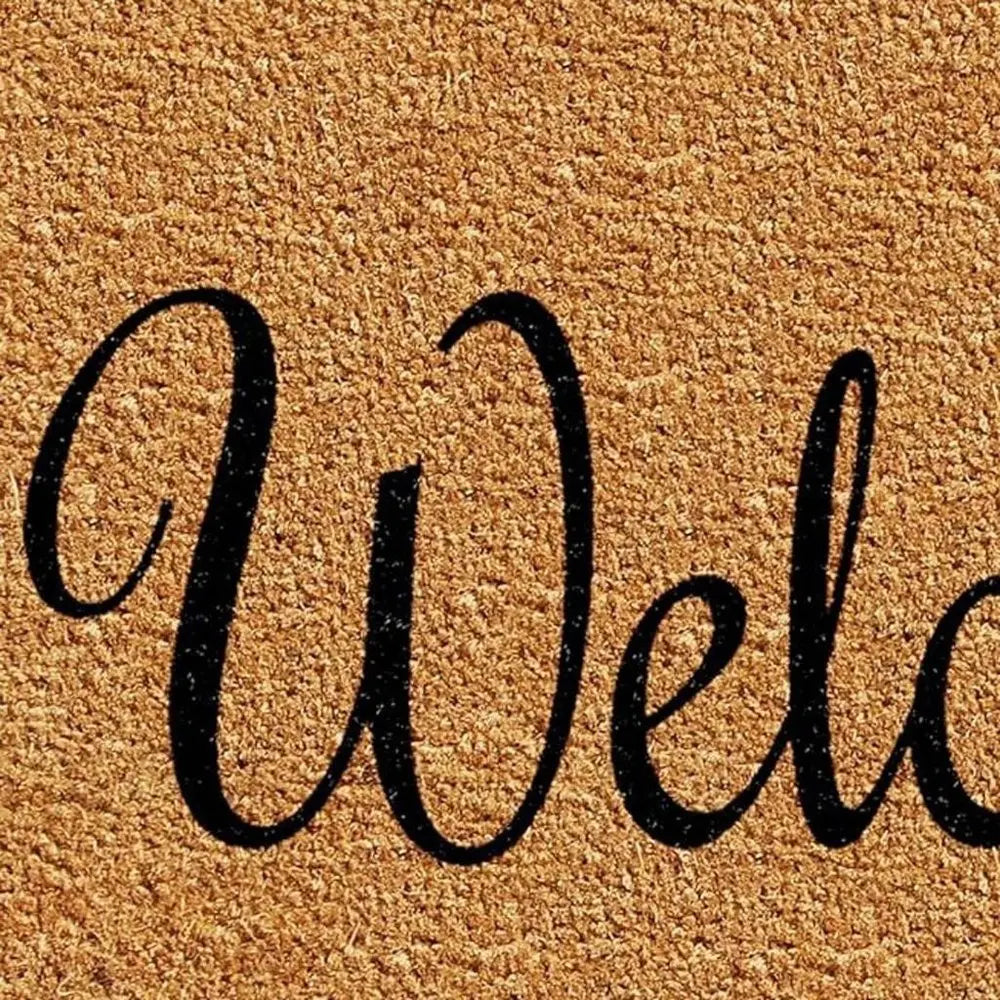 17" X 29" Natural And Black Pineapple Welcome Outdoor Coir Door Mat - NOBLE HOME INTERIORS