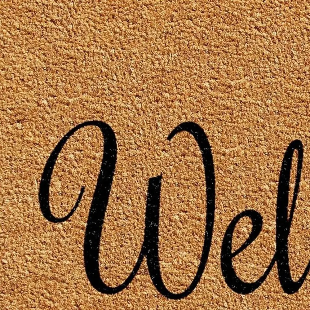 17" X 29" Natural And Black Pineapple Welcome Outdoor Coir Door Mat - NOBLE HOME INTERIORS