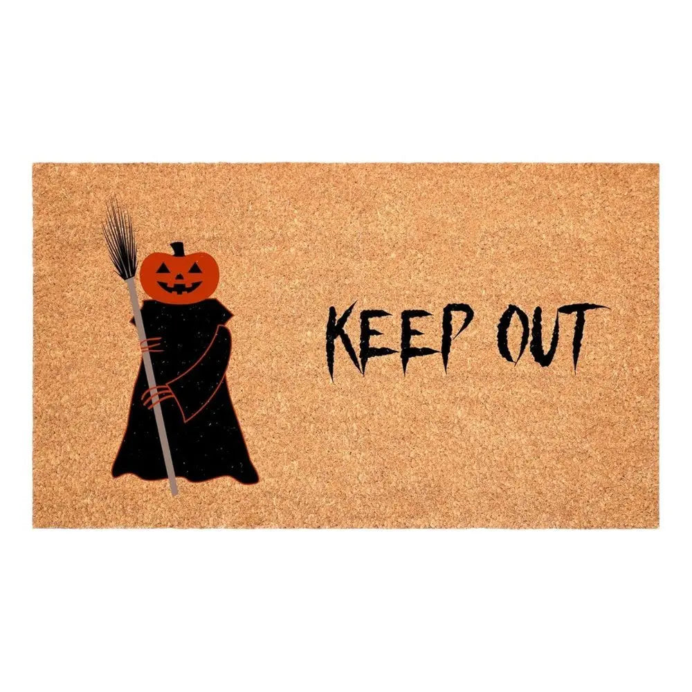 17" X 29" Natural And Brown Halloween Halloween Outdoor Coir Door Mat - NOVA HOME FURNITURE