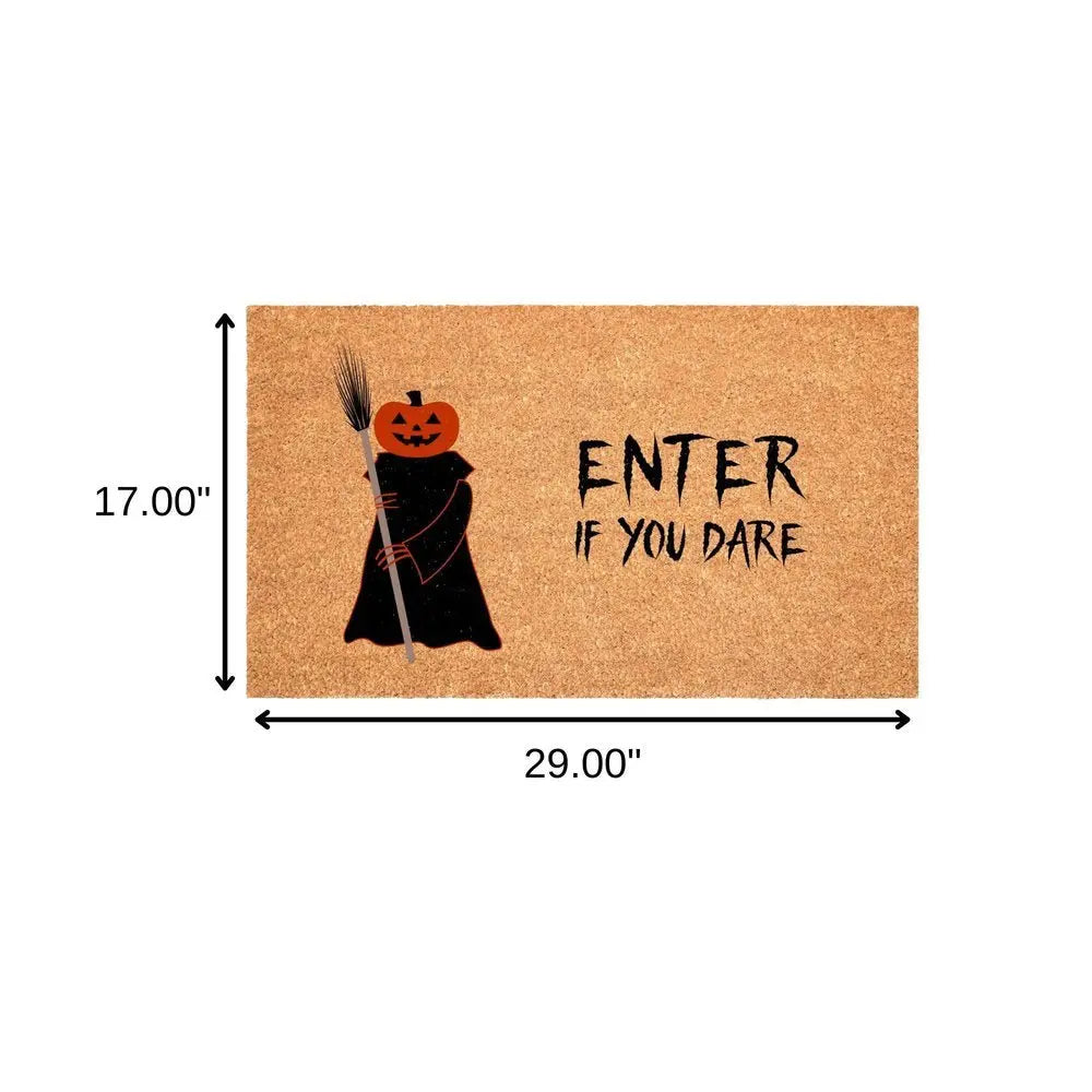 17" X 29" Natural And Brown Halloween Halloween Outdoor Coir Door Mat - NOBLE HOME INTERIORS