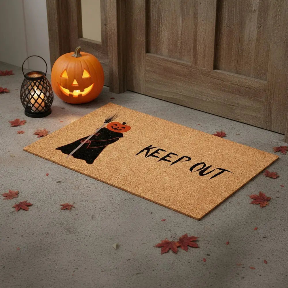 17" X 29" Natural And Brown Halloween Halloween Outdoor Coir Door Mat - NOVA HOME FURNITURE