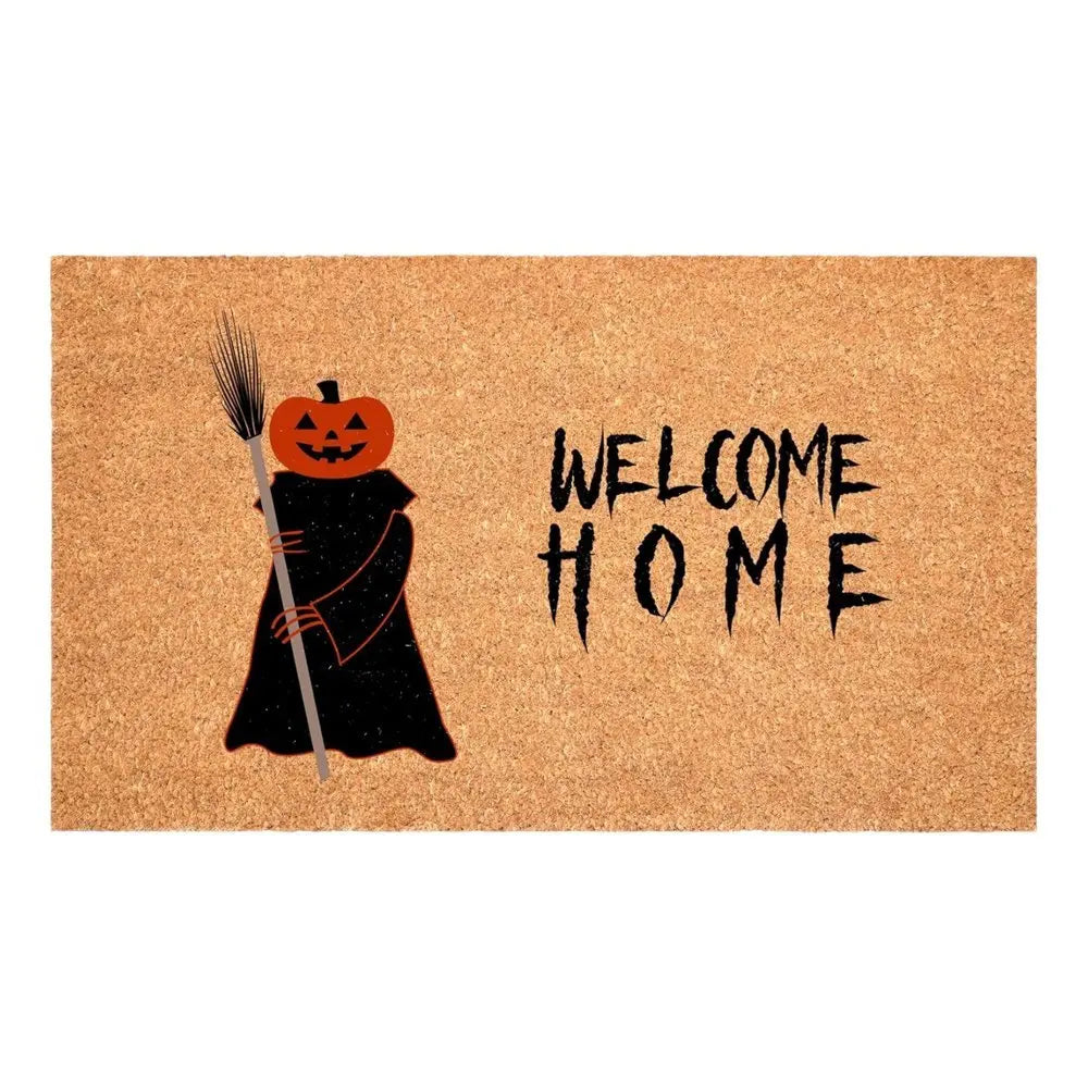 17" X 29" Natural And Brown Halloween Halloween Welcome Outdoor Coir Door Mat - NOVA HOME FURNITURE