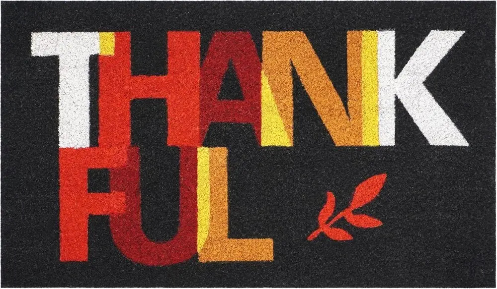 17" X 29" Natural And Brown Thanksgiving Outdoor Coir Door Mat - NOVA HOME FURNITURE