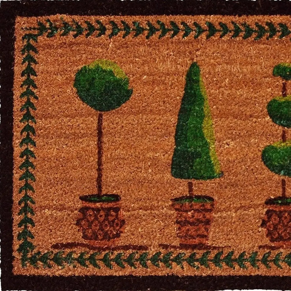 17" X 29" Natural and Green Coir Topiary Outdoor Door Mat - NOBLE HOME INTERIORS