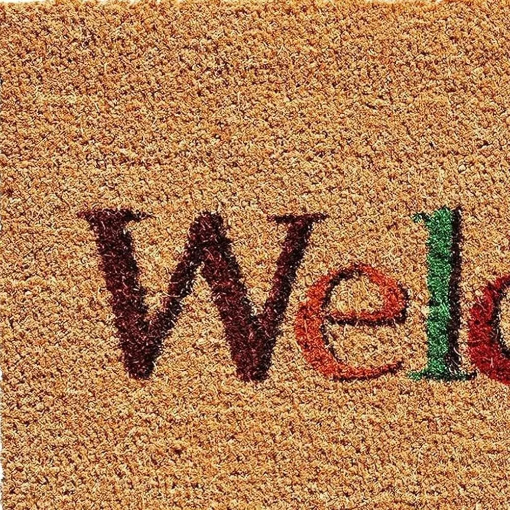 17" X 29" Natural And Orange Fall Leaves Welcome Coir Outdoor Door Mat - NOBLE HOME INTERIORS