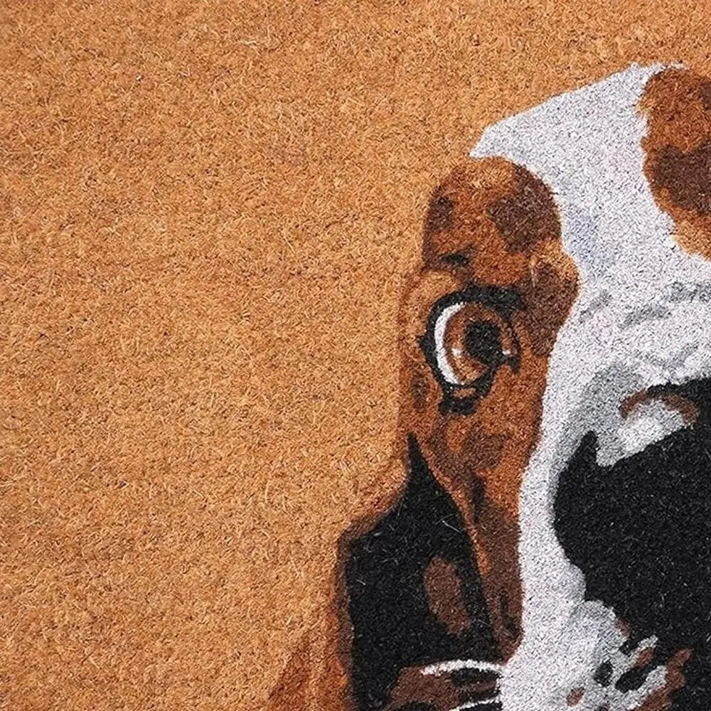 17" X 29" Natural And Red Coir Dog Outdoor Door Mat - NOBLE HOME INTERIORS