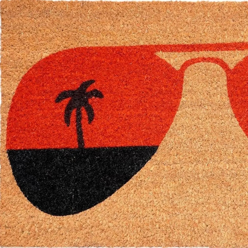17" X 29" Natural And Red Summer Tropical Outdoor Coir Door Mat - NOBLE HOME INTERIORS