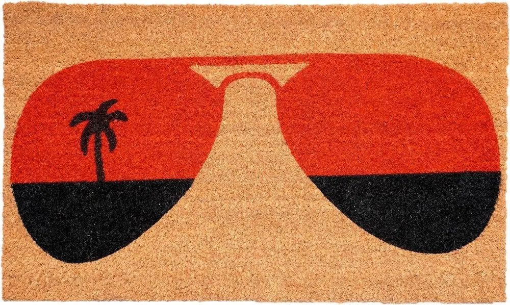 17" X 29" Natural And Red Summer Tropical Outdoor Coir Door Mat - NOBLE HOME INTERIORS