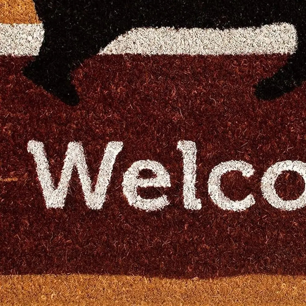 17" X 29" Natural Black And Brown Bear Welcome Outdoor Coir Door Mat - NOBLE HOME INTERIORS