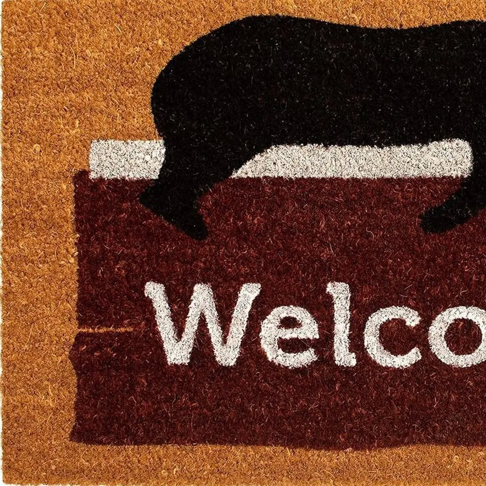 17" X 29" Natural Black And Brown Bear Welcome Outdoor Coir Door Mat - NOBLE HOME INTERIORS