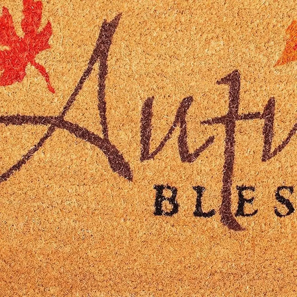 17" X 29" Natural Black and Orange Coir Autumn Blessings Outdoor Fall Door Mat - NOBLE HOME INTERIORS