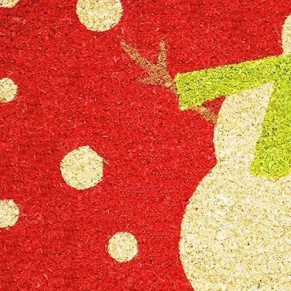 17" X 29" Natural Black And White Feliz Navidad Snowman Coir Door Mat - NOBLE HOME INTERIORS