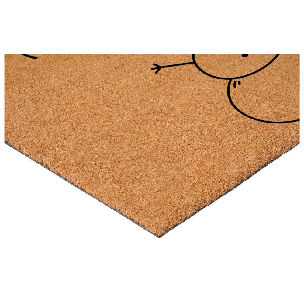 17" X 29" Natural Black And White Feliz Navidad Snowman Coir Door Mat - NOBLE HOME INTERIORS