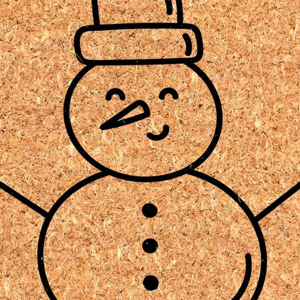 17" X 29" Natural Black And White Feliz Navidad Snowman Coir Door Mat - NOBLE HOME INTERIORS