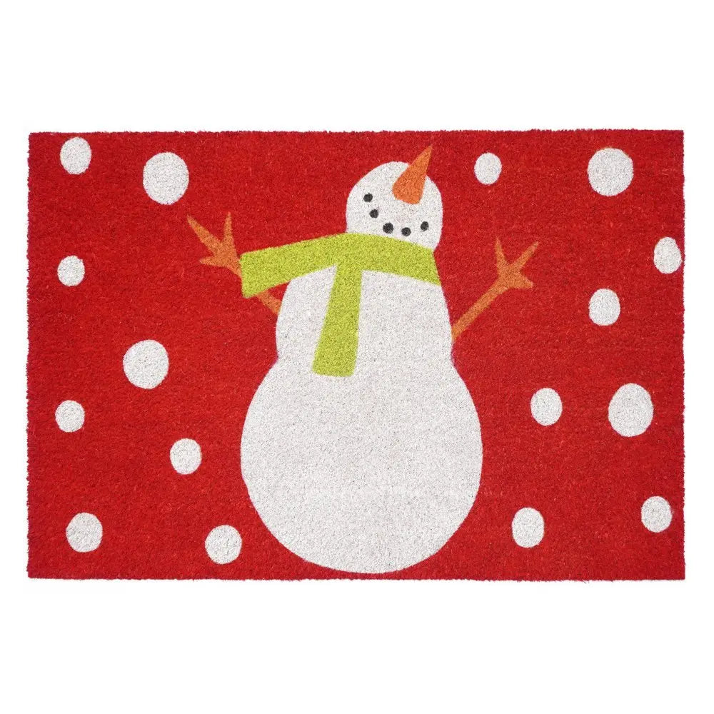 17" X 29" Natural Black And White Feliz Navidad Snowman Coir Door Mat - NOBLE HOME INTERIORS