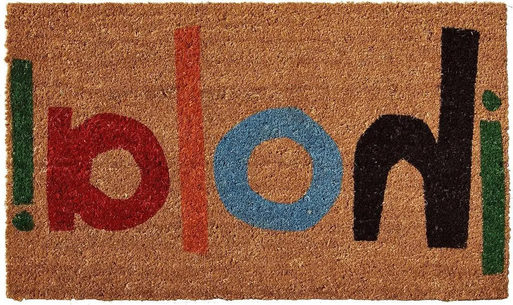 17" X 29" Natural Blue and Black Coir Hola Outdoor Door Mat - NOBLE HOME INTERIORS