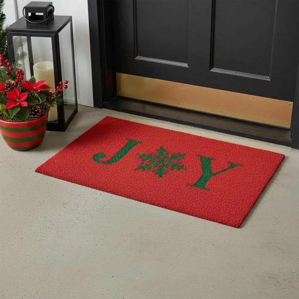 17" X 29" Red And Green Christmas Outdoor Coir Door Mat - NOBLE HOME INTERIORS