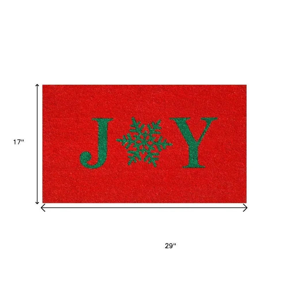 17" X 29" Red And Green Christmas Outdoor Coir Door Mat - NOBLE HOME INTERIORS
