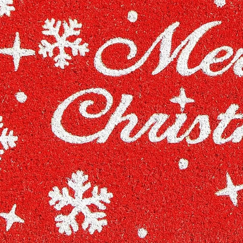 17" X 29" Red And White Coir Merry Christmas Outdoor Door Mat - NOBLE HOME INTERIORS