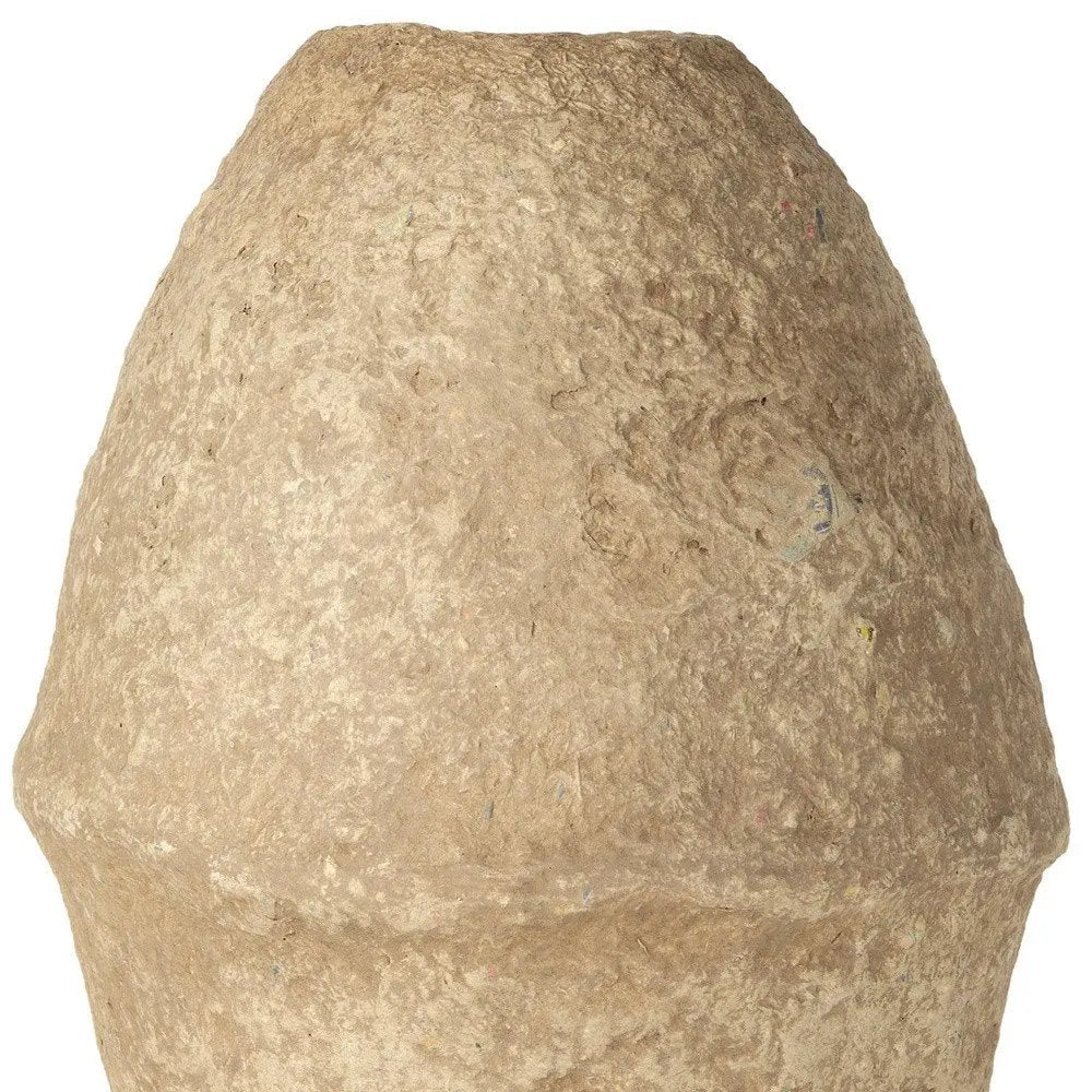 18" Beige Paper Mache Cylinder Table Vase - NOBLE HOME INTERIORS