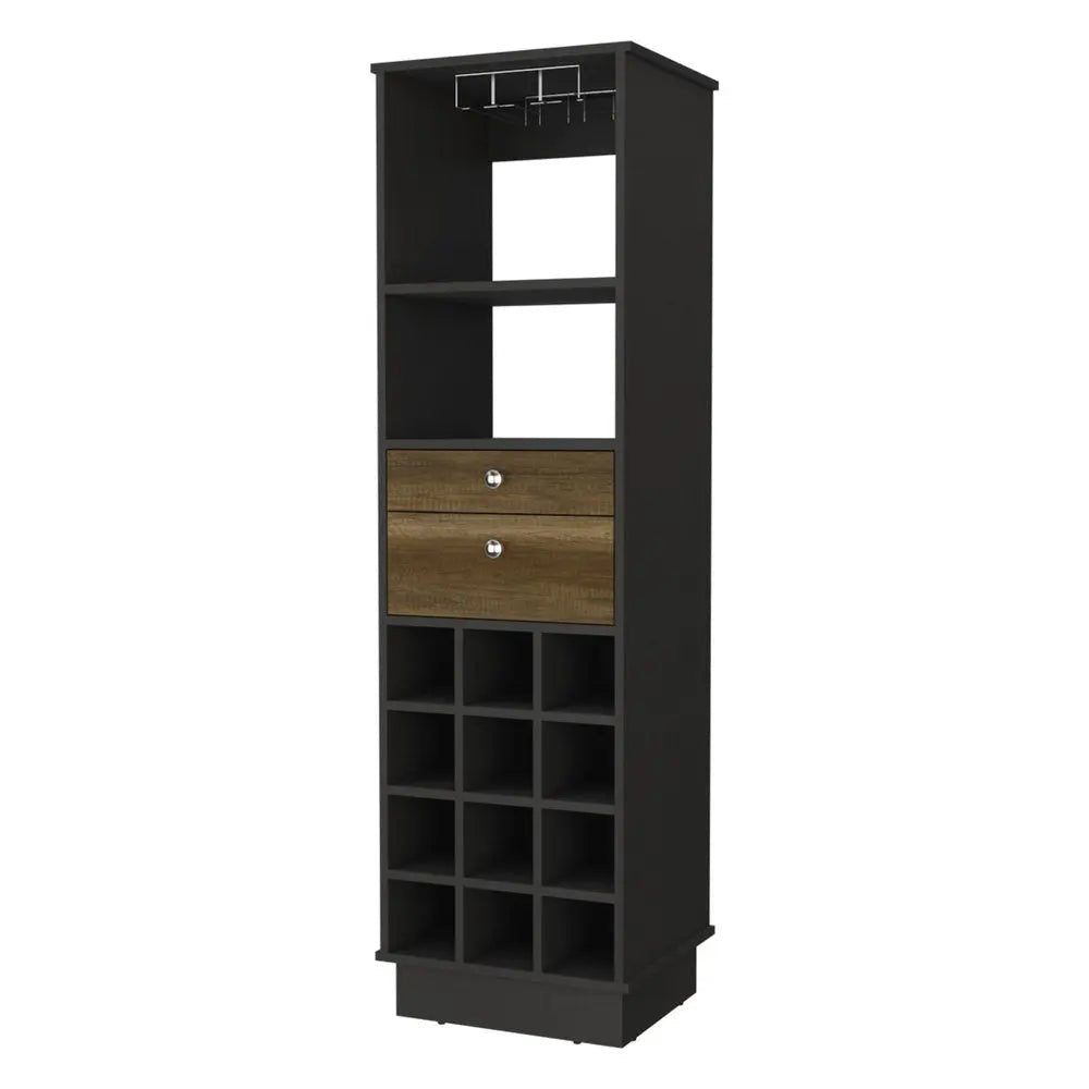 18" Black Bar Cabinet With Two Drawers - NOBLE HOME INTERIORS