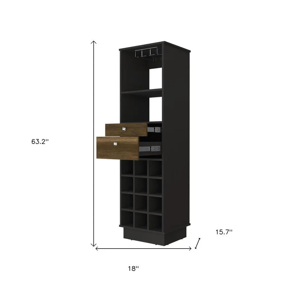 18" Black Bar Cabinet With Two Drawers - NOBLE HOME INTERIORS