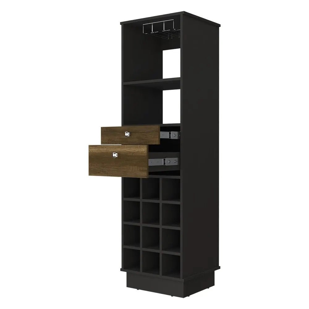 18" Black Bar Cabinet With Two Drawers - NOBLE HOME INTERIORS