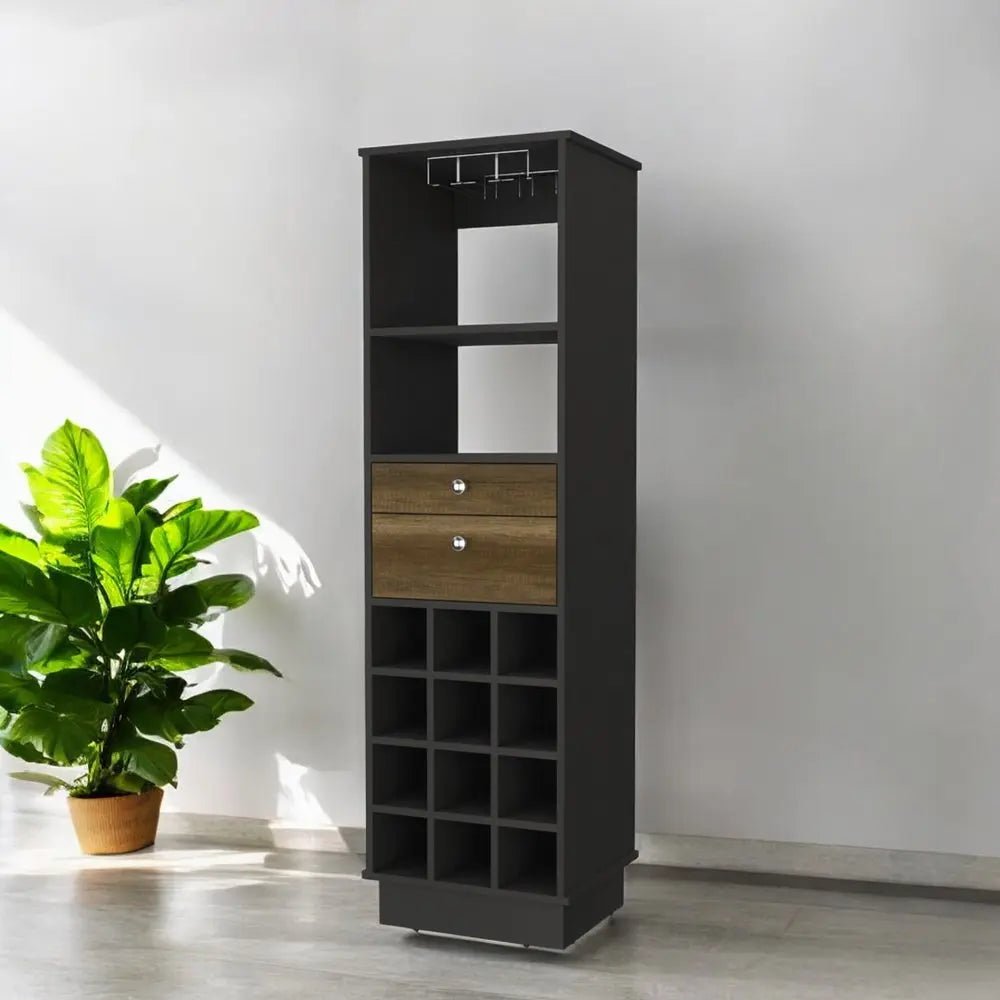 18" Black Bar Cabinet With Two Drawers - NOBLE HOME INTERIORS