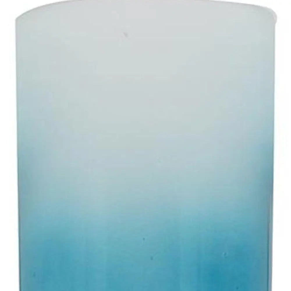 18" Blue White And Gold Ombre Glass And Aluminum Pedestal Table Vase - NOBLE HOME INTERIORS