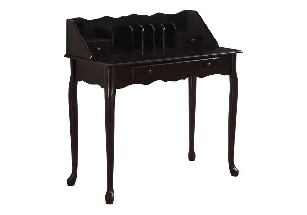 18" Dark Brown Solid Wood Computer Desk With Three Drawers - NOBLE HOME INTERIORS