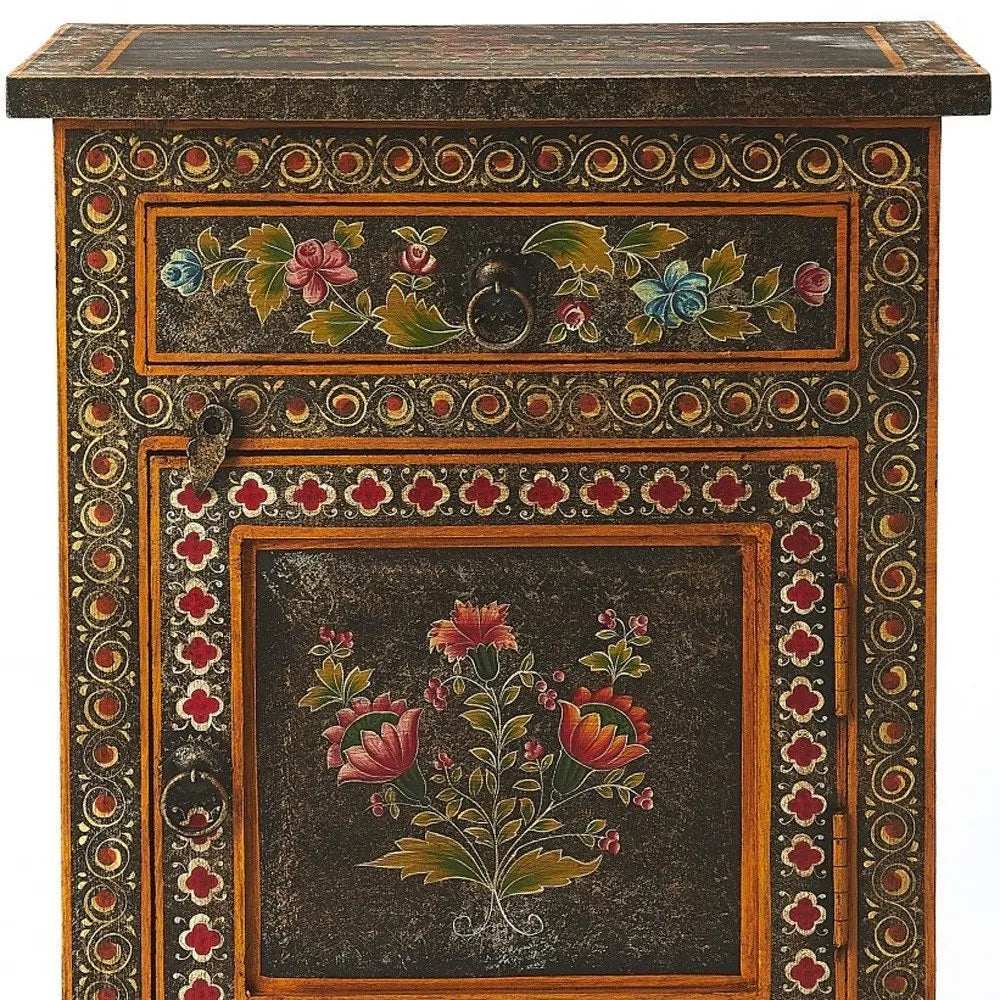 18" Dark Brown Solid Wood Frame Accent Cabinet With Two Drawers - NOVA HOME FURNITURE