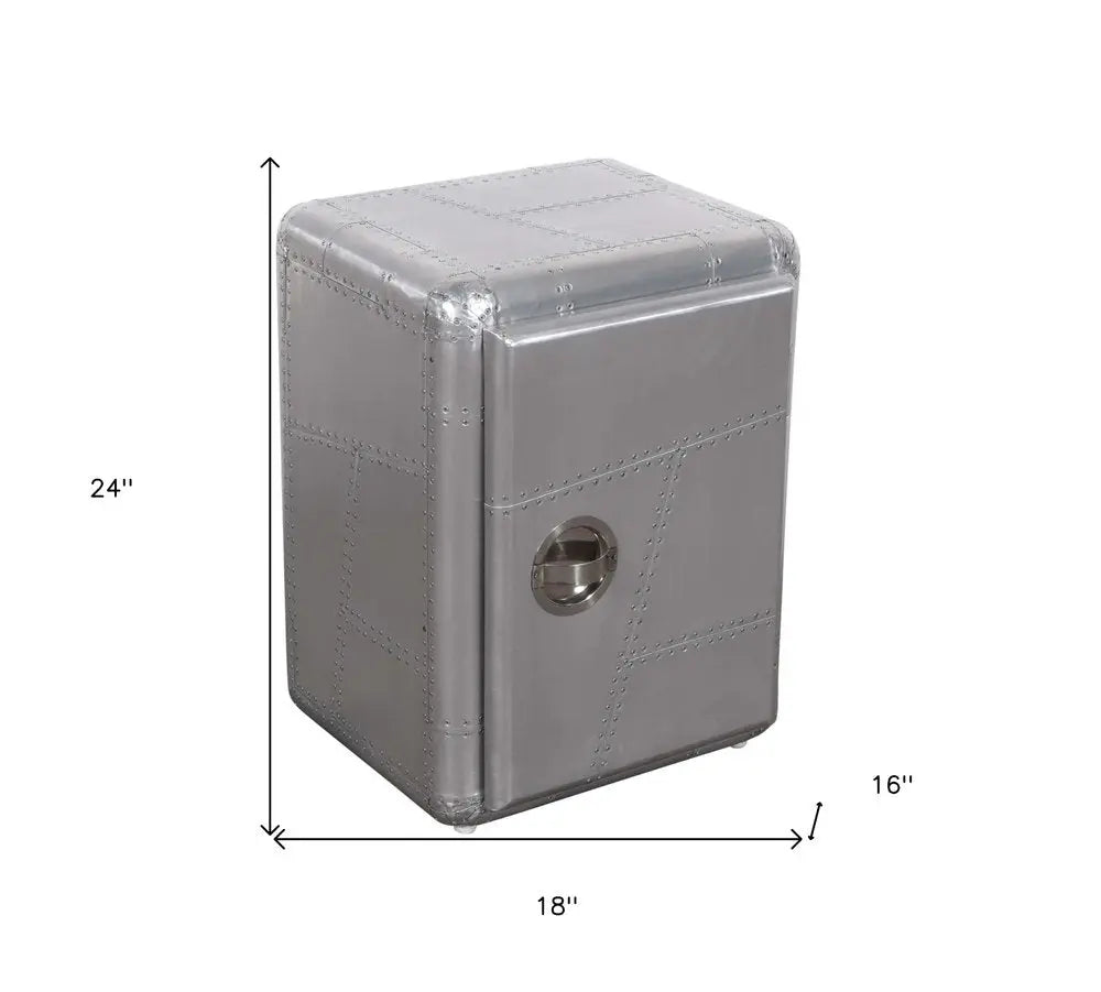 18" Silver Aluminum Standard Accent Cabinet With One Shelf - NOVA HOME FURNITURE