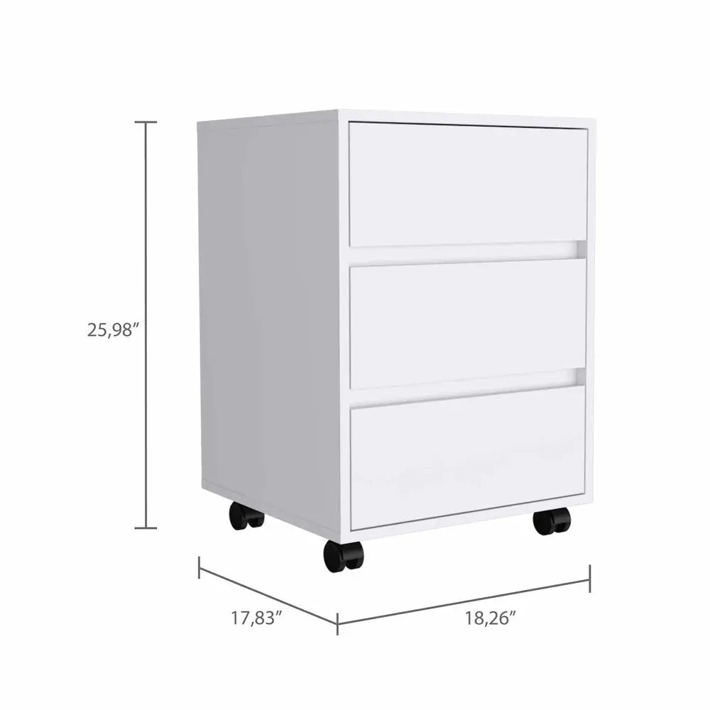 18" White Wood Accent Cabinet With Three Drawers - NOBLE HOME INTERIORS