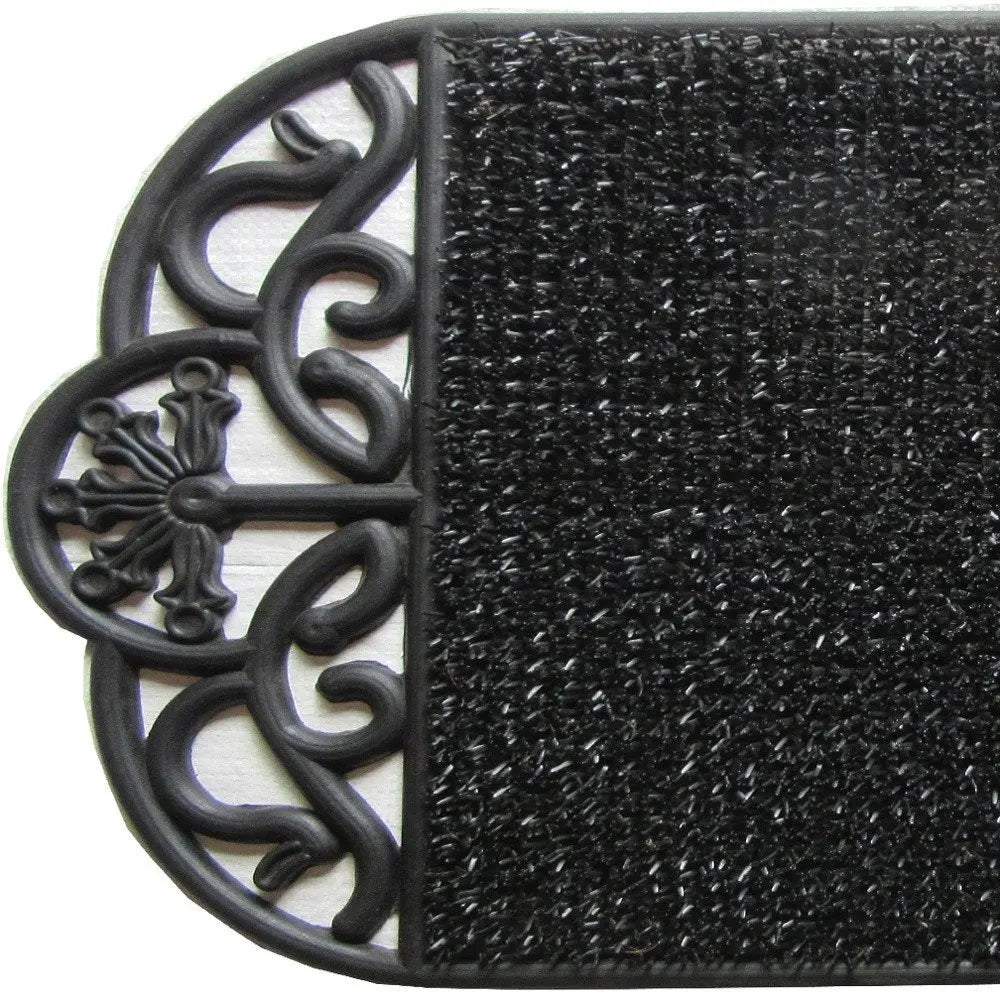 18" X 29" Black Rubber Outdoor Oval Door Mat - NOBLE HOME INTERIORS
