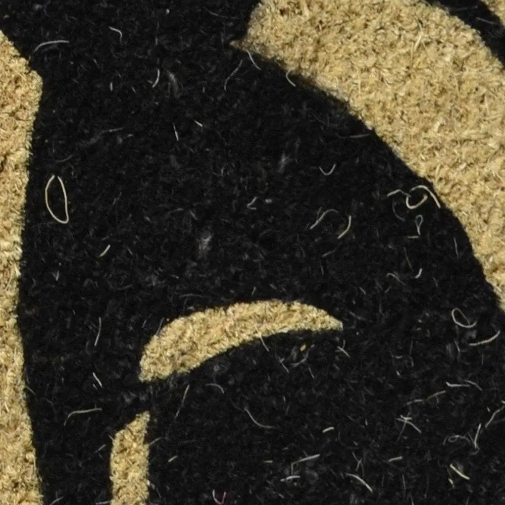 18" X 30" Beige and Black Coir Cat Outdoor Door Mat - NOBLE HOME INTERIORS