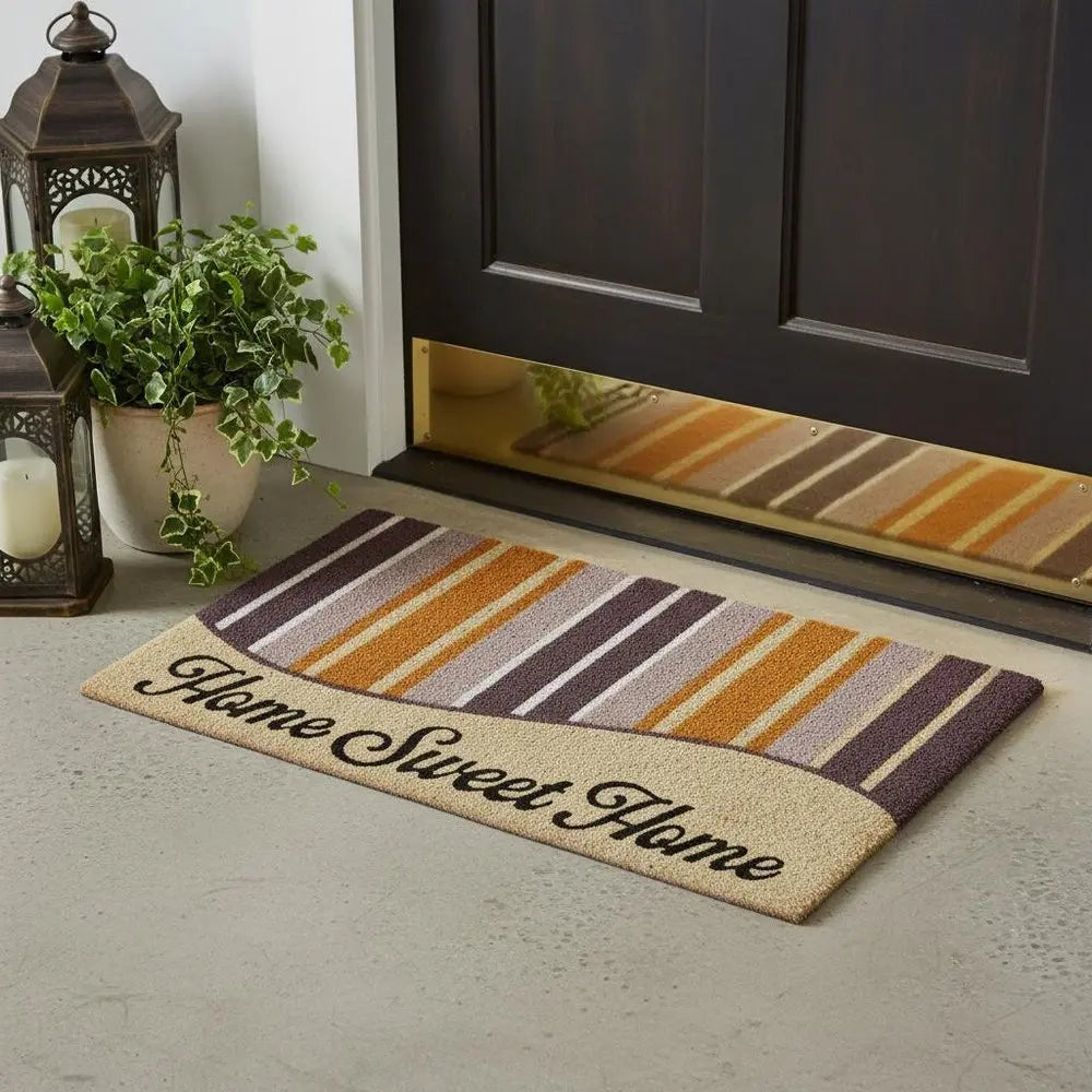 18" X 30" Beige and Black Coir Home Sweet Home Outdoor Door Mat - NOBLE HOME INTERIORS