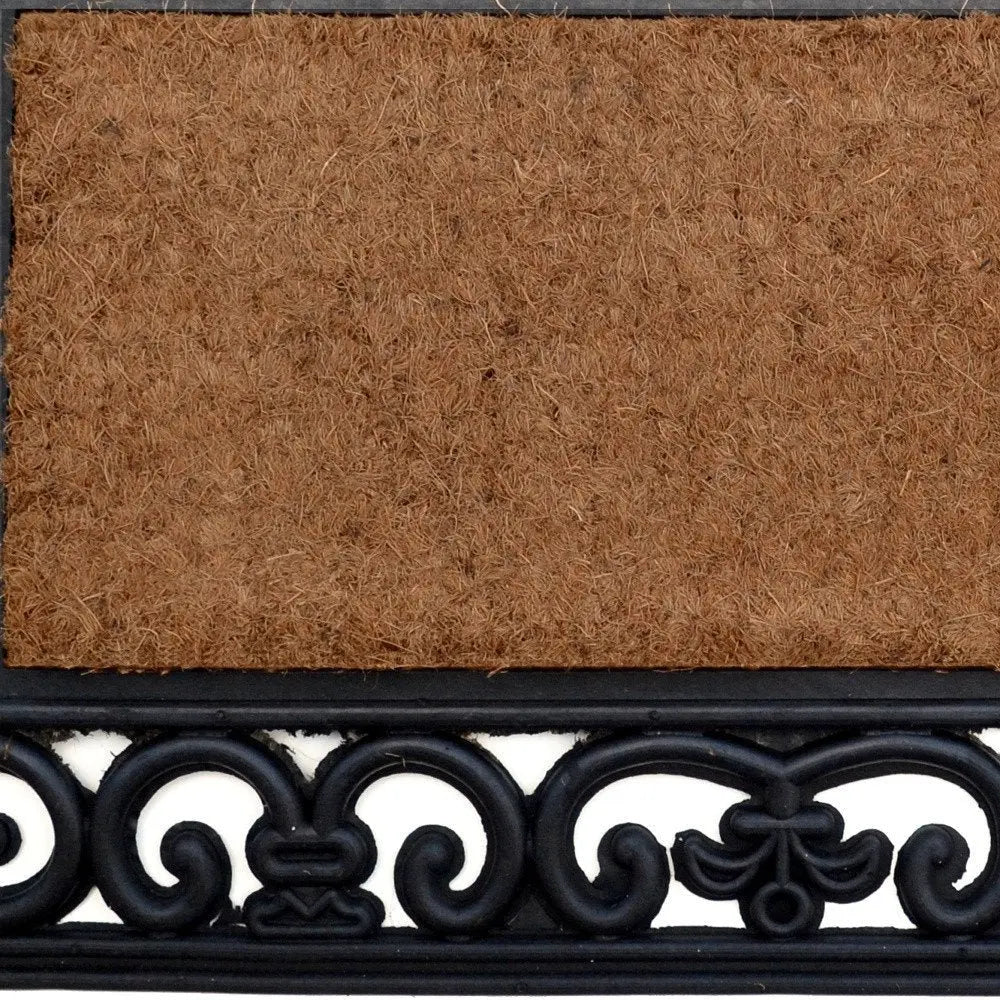 18" X 30" Beige and Black Rubber and Coir Outdoor Door Mat - NOBLE HOME INTERIORS